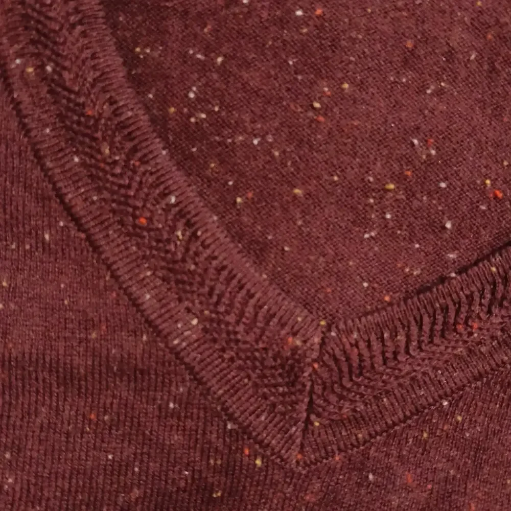 Talbots Med Maroon Multicolor Flecked V-Neck Sweater Cotton Blend Lightweight